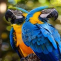 Vibrant Blue and Yellow Macaws in Nature: Exotic Birds with Stunning Plumage