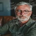 Confident Senior Man with Glasses in Modern Living Space