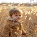 Adorable Toddler in Golden Field: Childhood Innocence and Nature Exploration