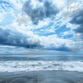 Serene Ocean Waves Under Dramatic Cloudy Sky