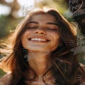 Joyful Woman Smiling in Nature - Happiness, Beauty, and Serenity