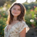 Natural Beauty in Bloom: Portrait of a Young Woman in a Vibrant Garden