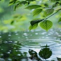 Refreshing Rainfall on Lush Green Leaves: Nature's Serenity and Tranquility