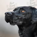 Close-Up of a Black Labrador Retriever with Expressive Eyes in Soft Focus