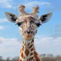 Majestic Giraffe Portrait Against Clear Blue Sky