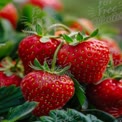 Fresh Organic Strawberries on Green Leaves - Healthy Eating and Farm-to-Table Concept