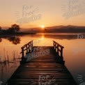 Tranquil Sunrise Over Serene Lake with Wooden Dock