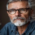 Confident Senior Man with Glasses and Beard in Thoughtful Portrait