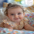 Adorable Baby Smiling with Bright Blue Eyes in Cozy Setting