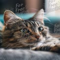 Close-Up of a Relaxed Domestic Cat with Striking Green Eyes