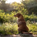 Serene Golden Retriever in Nature: Peaceful Dog Silhouette at Sunset