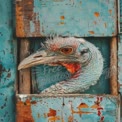 Colorful Bird Portrait Against Rustic Background