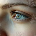 Close-Up of Captivating Blue Eye with Detailed Eyelashes and Reflection