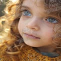 Captivating Child Portrait with Bright Blue Eyes and Curly Hair