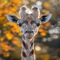 Majestic Giraffe Portrait Against Autumn Background