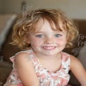 Joyful Child Portrait with Curly Hair and Bright Smile in Natural Light