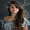 Natural Beauty Portrait with Flowing Hair Against Neutral Background