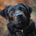 Adorable schwarzer Labrador Retriever mit ausdrucksvollen Augen in der Natur