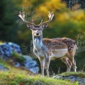 Majestätischer Reh im Herbstlandschaft