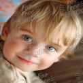 Adorable Child Portrait with Bright Blue Eyes and Playful Smile