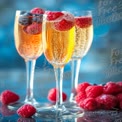 Festive Bubbly: Sparkling Champagne Flutes with Fresh Berries for Celebrations