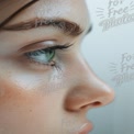 Close-Up of Beautiful Female Eye with Green Iris and Natural Skin Texture