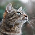 Majestic Tabby Cat Portrait with Captivating Green Eyes