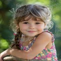 Joyful Child Portrait with Natural Background - Smiling Girl in Colorful Dress