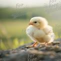 Adorable Yellow Chick on a Rock in Natural Setting - Springtime Wildlife