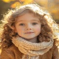 Charming Child Portrait in Autumn Scenery with Cozy Knitwear