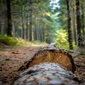 Tranquil Forest Path with Fallen Log: Nature's Serenity and Sustainability