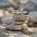 Pilha de Pedras Equilibradas em Fundo Natural - Conceito de Serenidade e Atenção Plena