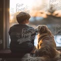 Child and Dog Watching Sunset Together: Heartwarming Bonding Moment