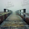 Serene Foggy Pathway: Tranquil Boardwalk in Misty Landscape