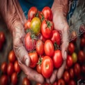 Freshly Harvested Organic Tomatoes in Hands - Farm to Table Produce