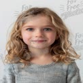 Charming Young Girl with Curly Hair and Bright Smile - Portrait of Innocence and Joy