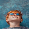 Cool Kid with Sunglasses Against Colorful Background - Summer Vibes and Playful Spirit