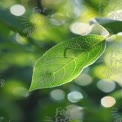 Close-Up of Green Leaf with Natural Bokeh Background - Freshness and Nature Concept