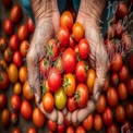 Freshly Harvested Tomatoes in Hands - Organic Farming and Sustainable Agriculture Concept