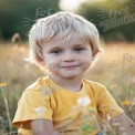 Charming Young Boy in a Sunlit Field: Childhood Innocence and Nature