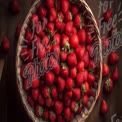 Fresh Organic Strawberries in a Rustic Basket - Healthy Eating and Farm-to-Table Concept