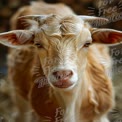 Close-Up of a Curious Goat in Farm Setting