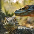 Realistic Dinosaur Close-Up in Lush Jungle Environment