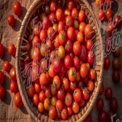 Fresh Organic Cherry Tomatoes in a Rustic Basket - Farm-to-Table Produce