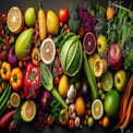 Vibrant Assortment of Fresh Fruits and Vegetables for Healthy Eating and Nutrition