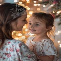 Heartwarming Mother-Daughter Moment Amidst Holiday Lights