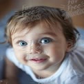 Adorable Baby with Bright Blue Eyes and Playful Smile