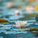 Serene Water Lily in Tranquil Pond: Nature's Beauty and Calmness