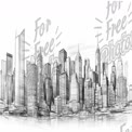 Abstract City Skyline Illustration: Modern Urban Architecture Design