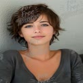 Natural Beauty Portrait of a Young Woman with Short Hair and Blue Eyes